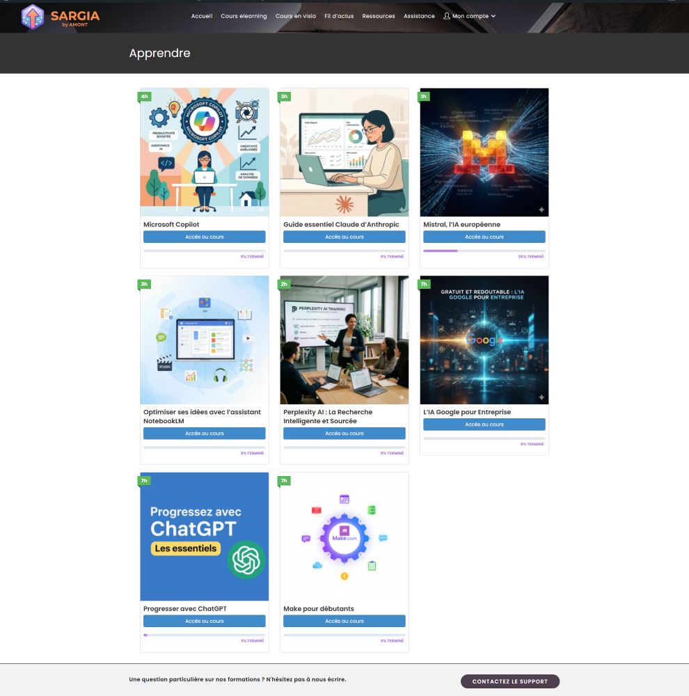 Plateforme Sargia — Académie IA en ligne
